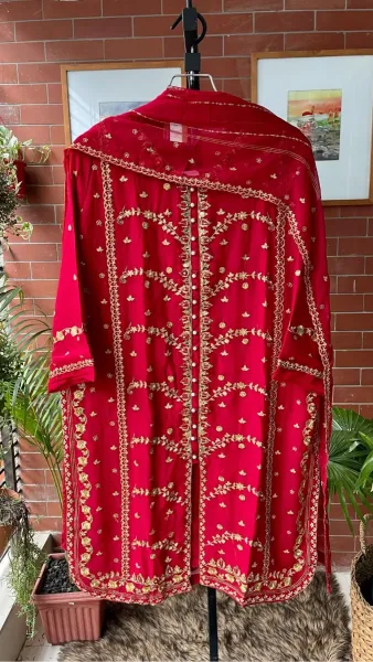Pakistani Chiffon Stitched 2 Pcs _ Maroon 